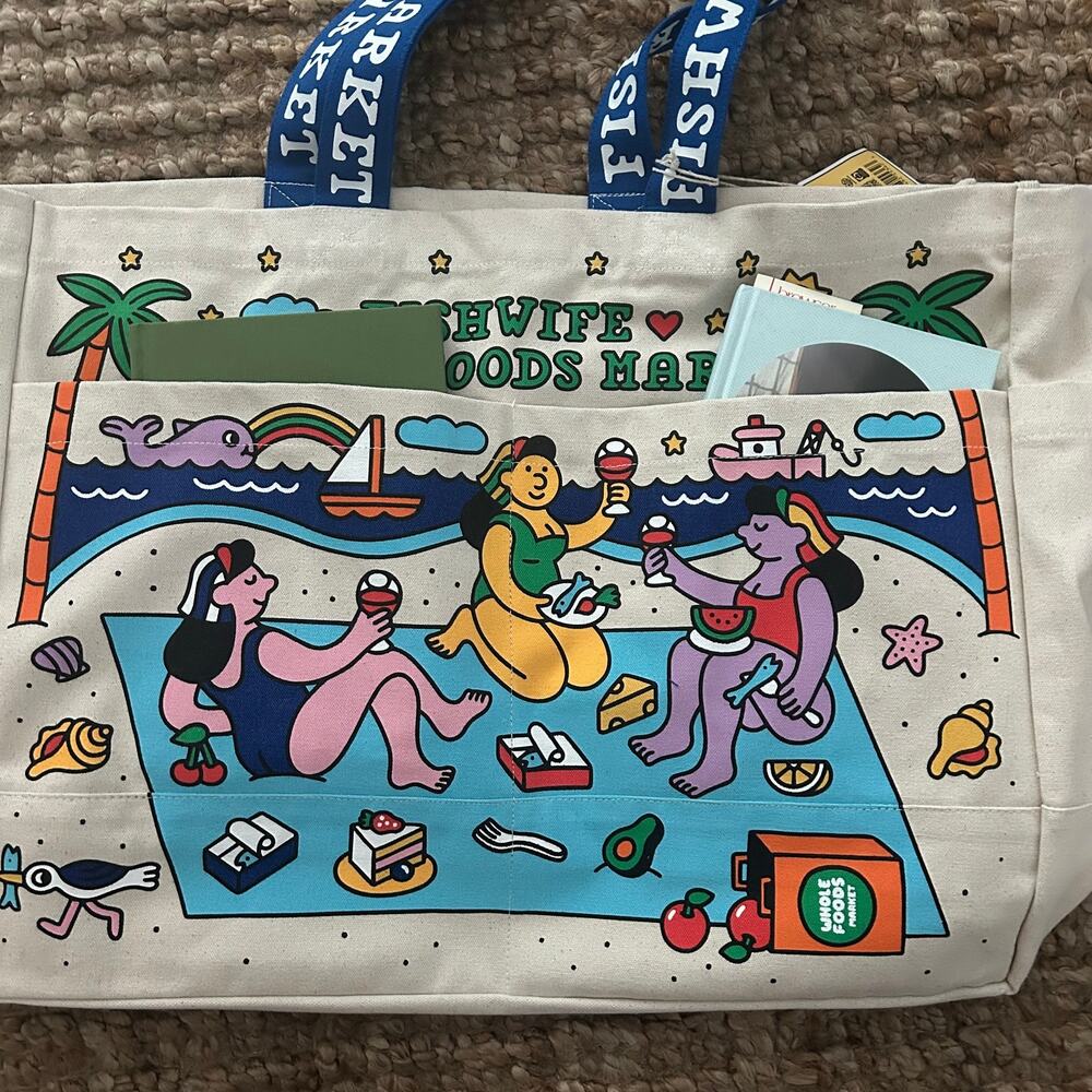 Fishwife x Whole Foods Market Large Canvas Tote Bag NWT Limited Edition Organic - Picture 4 of 12